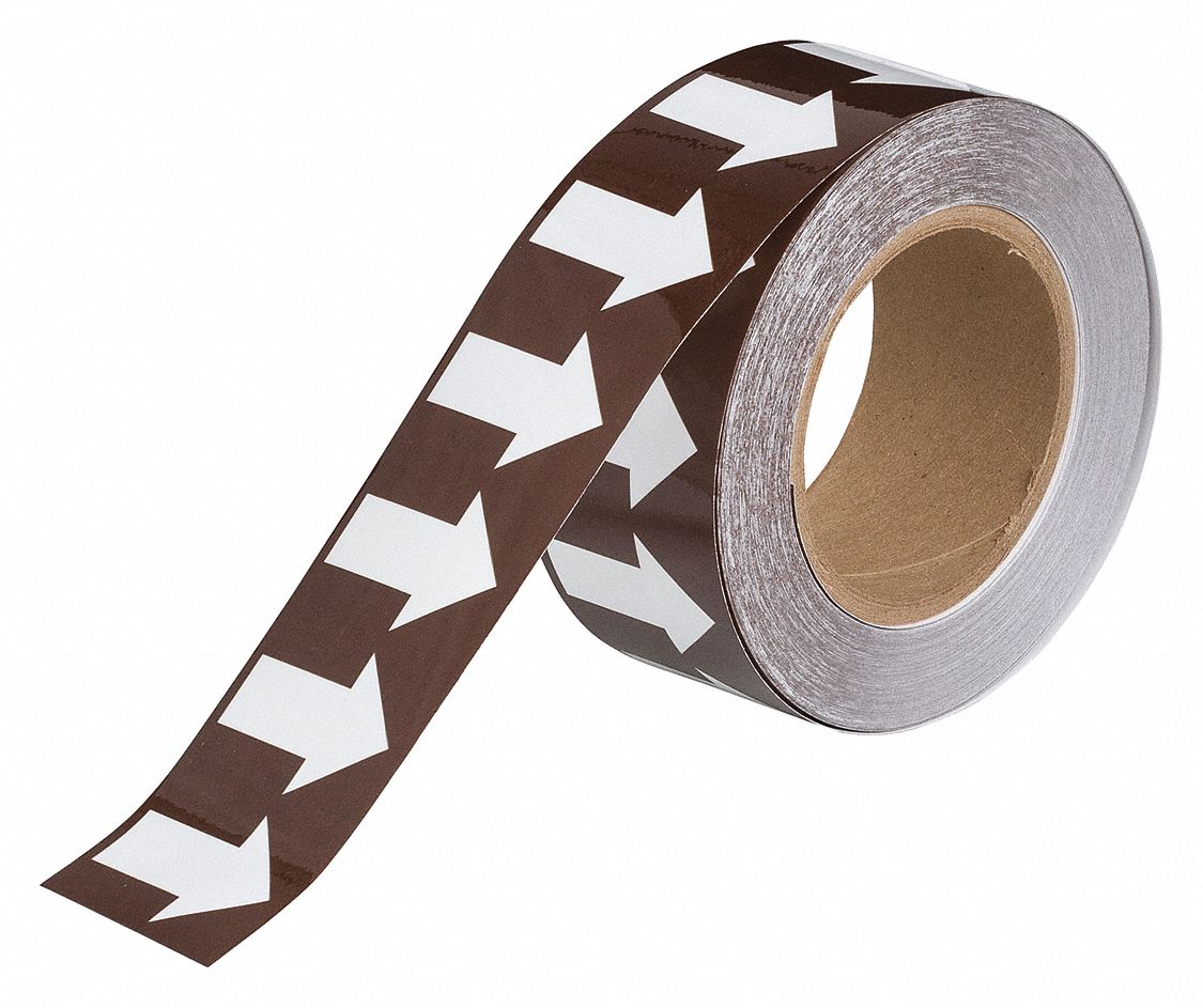 BRADY Arrow Tape, Background Color Brown, Polyester, Pipe Marker