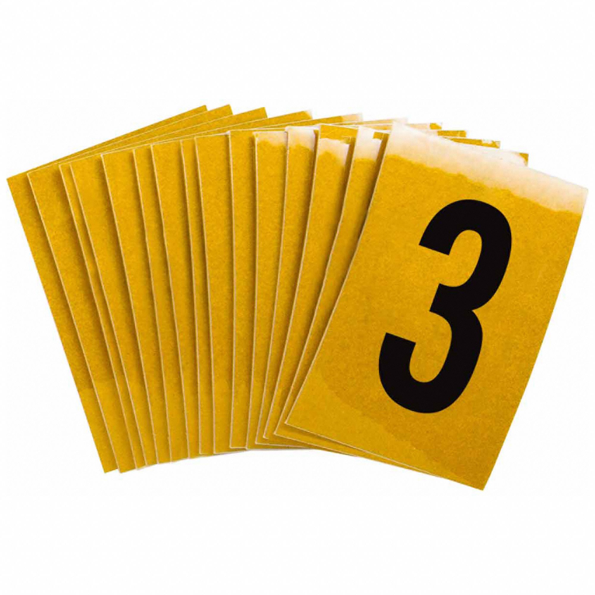 Number Label: 1 in Character Ht, Indoor/Outdoor, Engineer-Grade Retroreflective, Gothic, 3, 25 PK