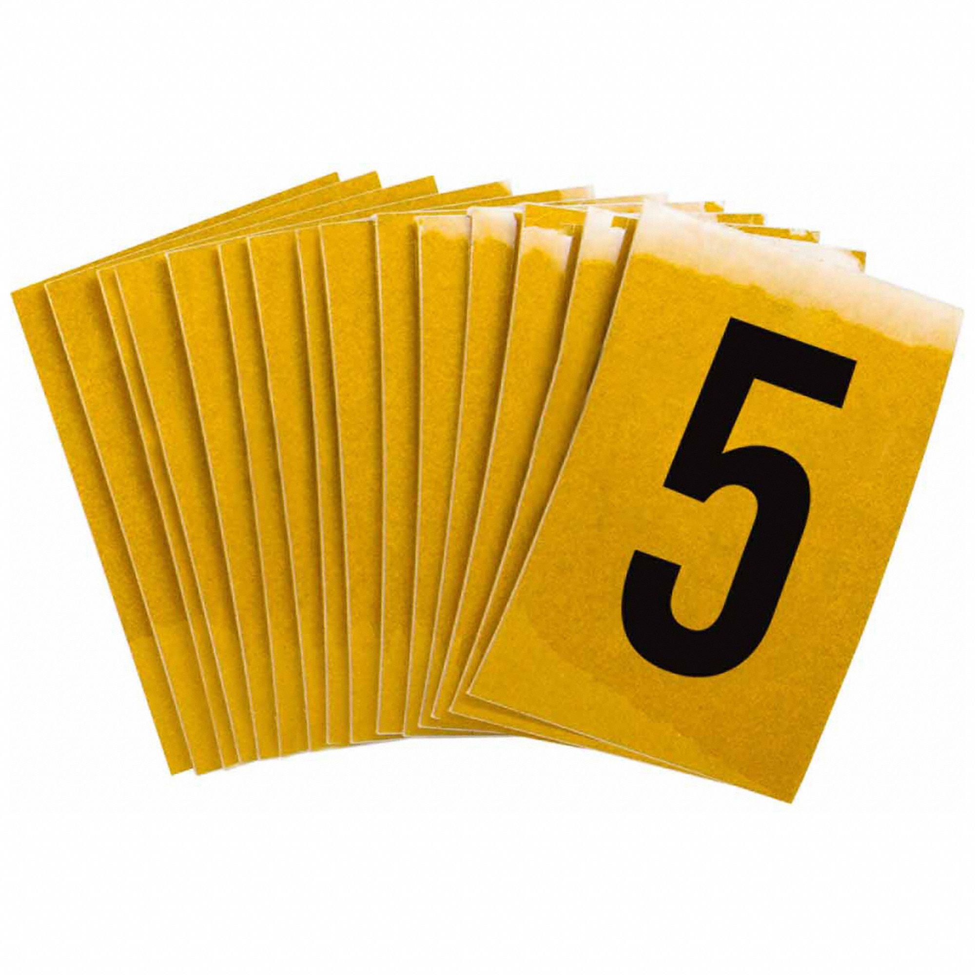 Number Label: 1 in Character Ht, Indoor/Outdoor, Engineer-Grade Retroreflective, Gothic, 5, 25 PK