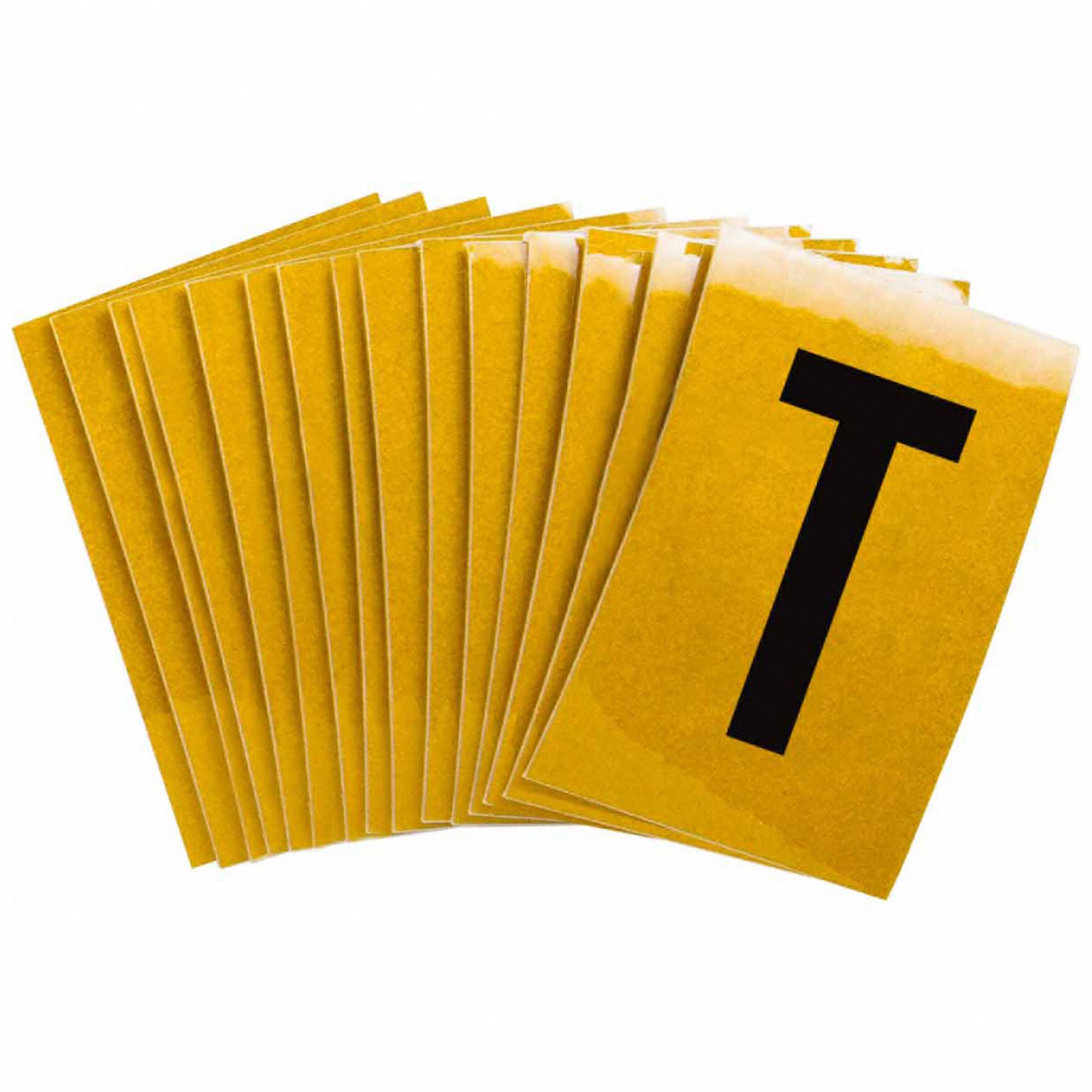 Letter Label: 1 in Character Ht, Indoor/Outdoor, Engineer-Grade Retroreflective, Gothic, T, 25 PK