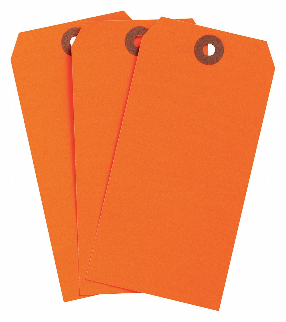 Shipping Tag: #7, 5 3/4 in Tag Ht, 2 7/8 in Tag Wd, 30 Points, Fluorescent Red, 1, 000 PK