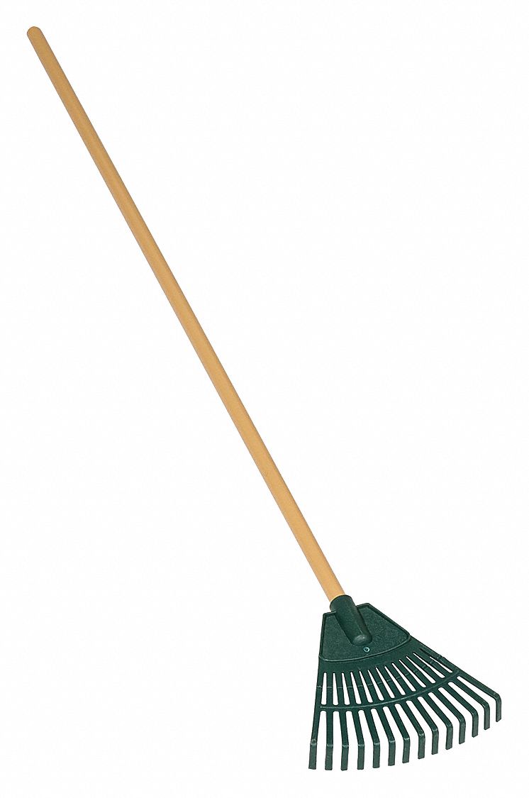 Shrub Rake: Polypropylene, 4 1/2 in Lg of Tines, 8 in Overall Wd of Tines, Wood