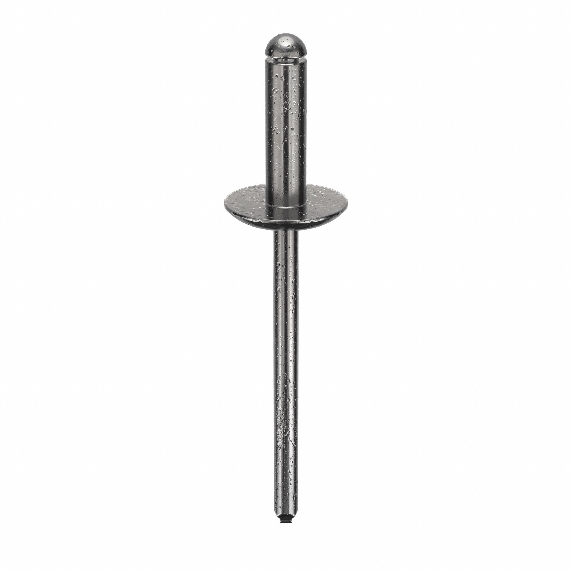 Blind Rivet, 1 7/8" L, 0.156" dia, PK500: Inch, 1 7/8 in Overall Lg, 35/64 in Body Lg, Open End, 500 PK