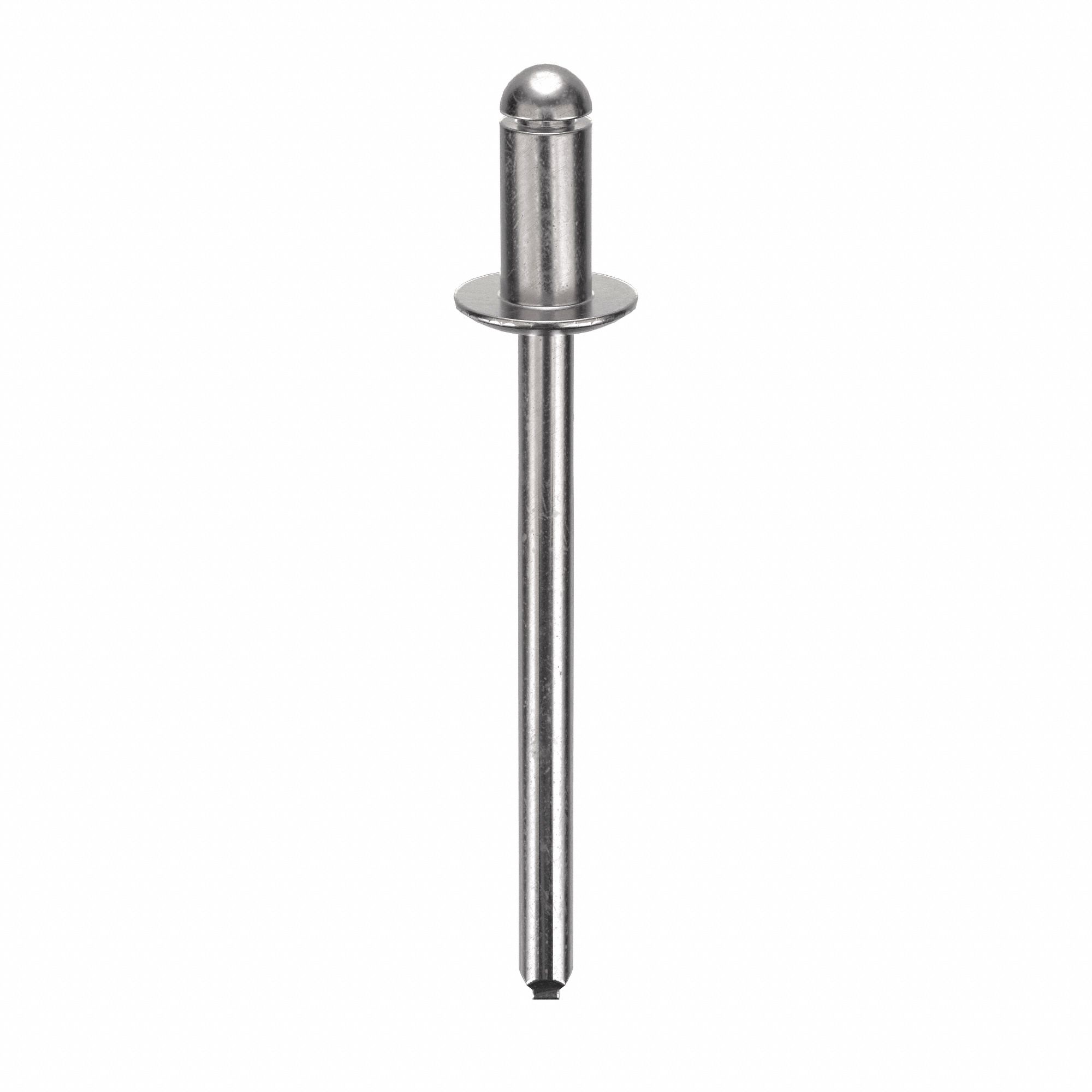 Blind Rivet, 1 3/5" L, 0.156" dia, PK500: Inch, 1 19/32 in Overall Lg, 19/64 in Body Lg, Dome, 500 PK