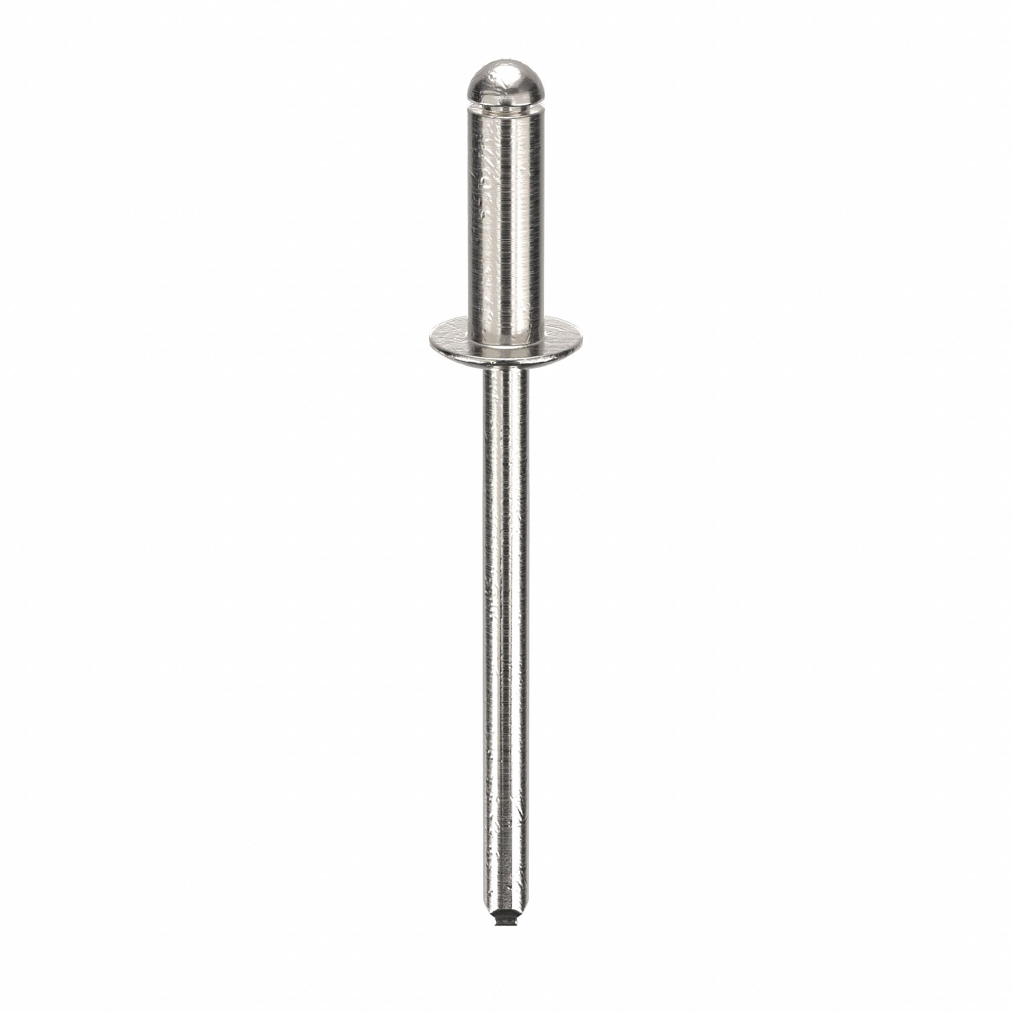 Blind Rivet, 1.772" L, 0.156" dia, PK500: Inch, 1 49/64 in Overall Lg, 15/32 in Body Lg, Dome, 500 PK