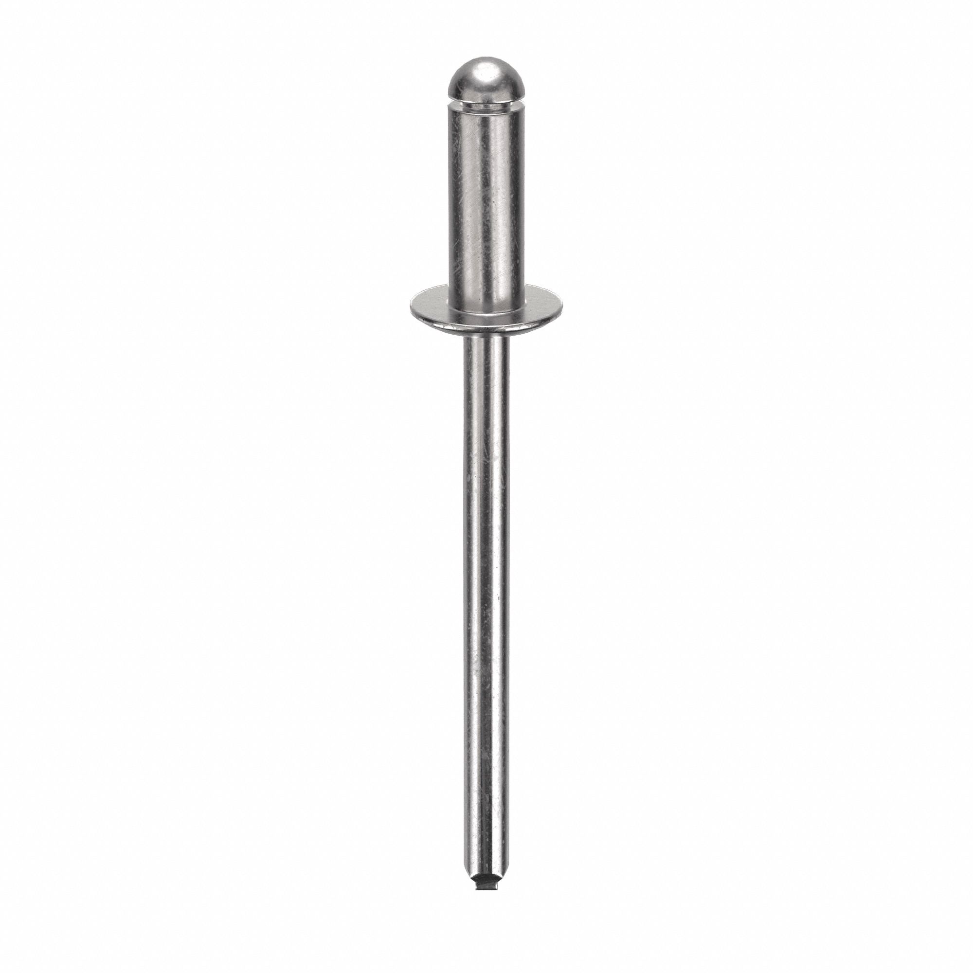 Blind Rivet, 1.713" L, 0.156" dia, PK500: Inch, 1 23/32 in Overall Lg, 13/32 in Body Lg, Dome, 500 PK