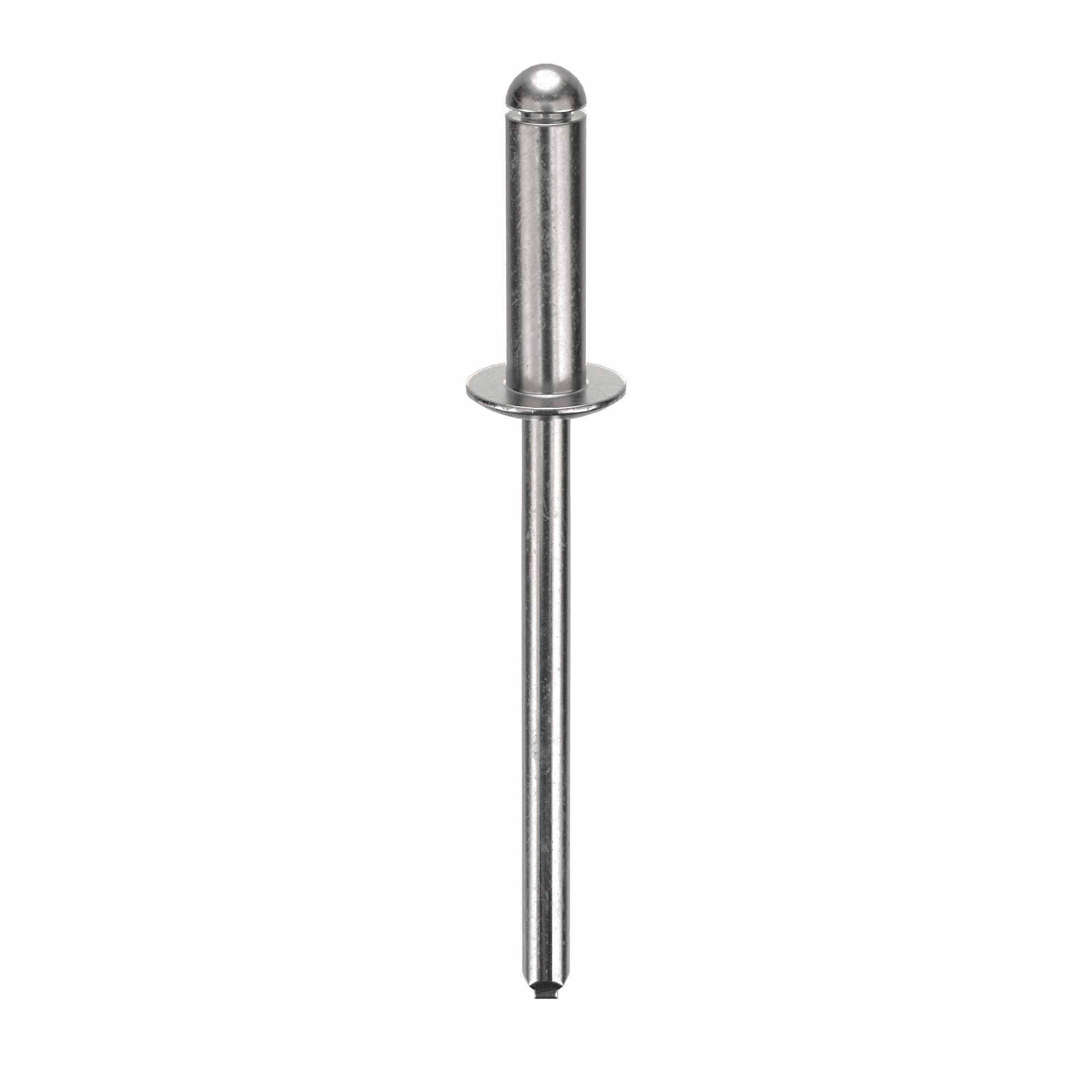 Blind Rivet, 1.835" L, 0.156" dia, PK500: Inch, 1 53/64 in Overall Lg, 17/32 in Body Lg, Dome, 500 PK