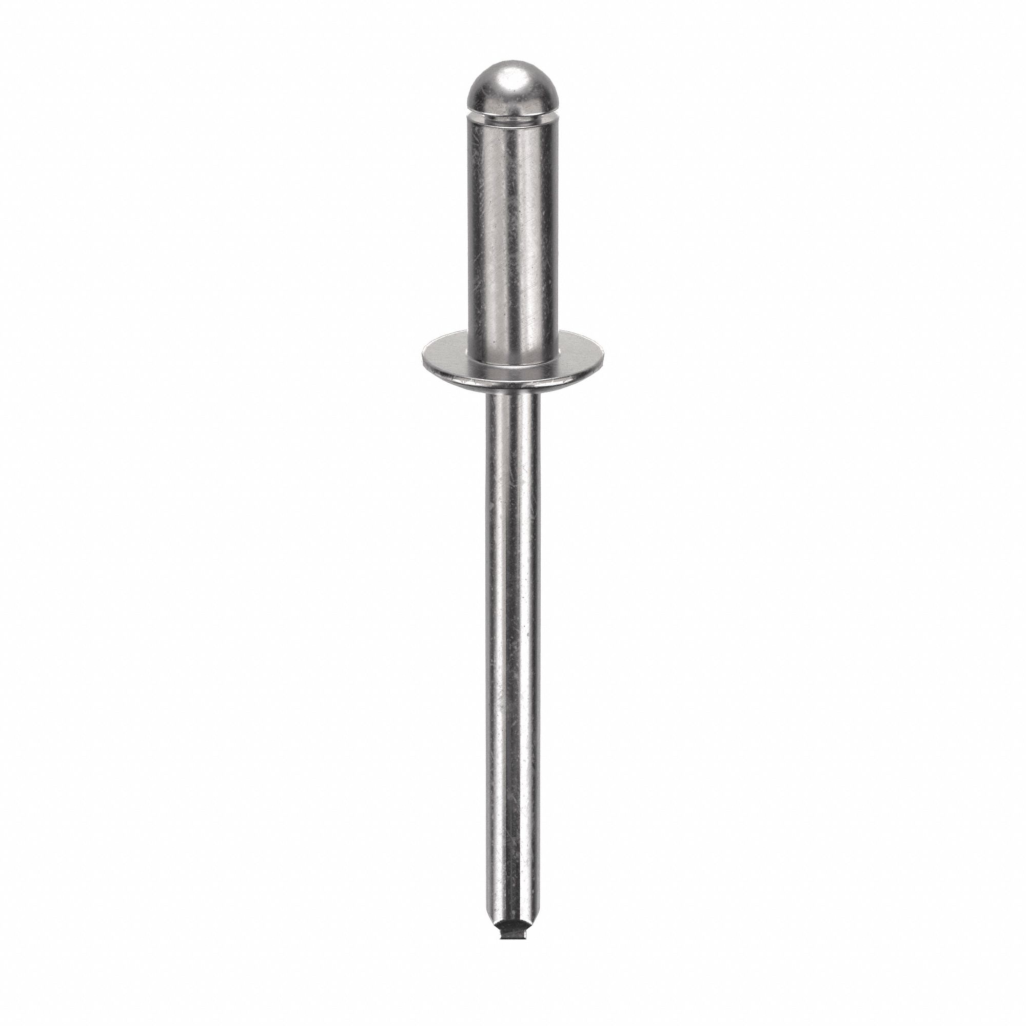 Blind Rivet, 1.81 in L, 0.188 in dia, PK250: Inch, 1 13/16 in Overall Lg, 1/2 in Body Lg, Dome, 250 PK