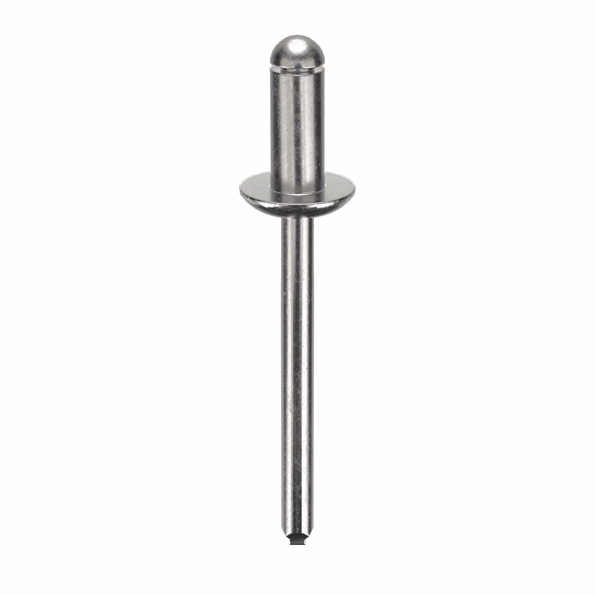 Blind Rivet, 1.753" L, 0.188" dia, PK250: Inch, 1 3/4 in Overall Lg, 27/64 in Body Lg, Dome, 250 PK