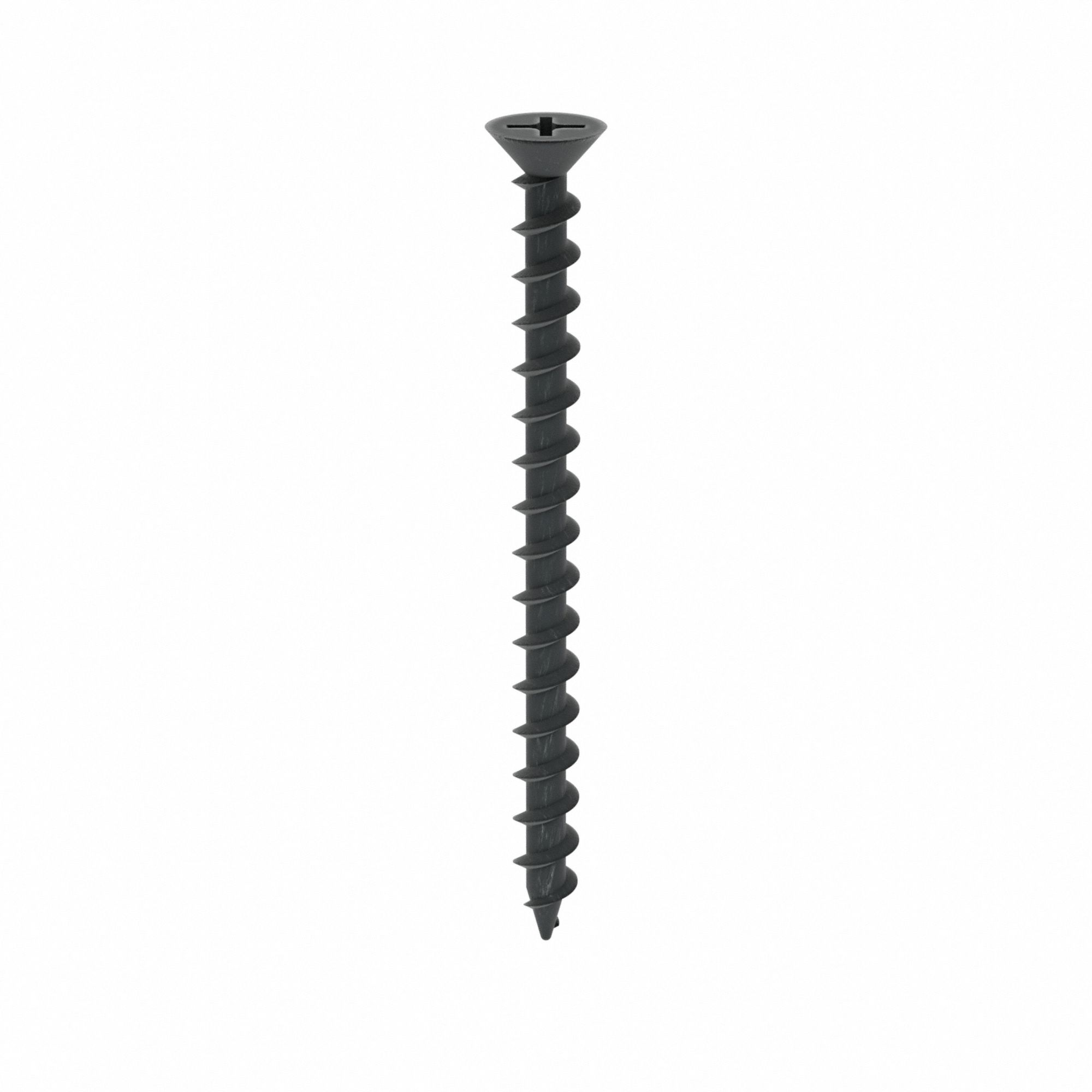 Drywall Screw: #10 Size, 3 1/2 in Lg, Phosphate, Steel, Flat, Phillips, 200 PK