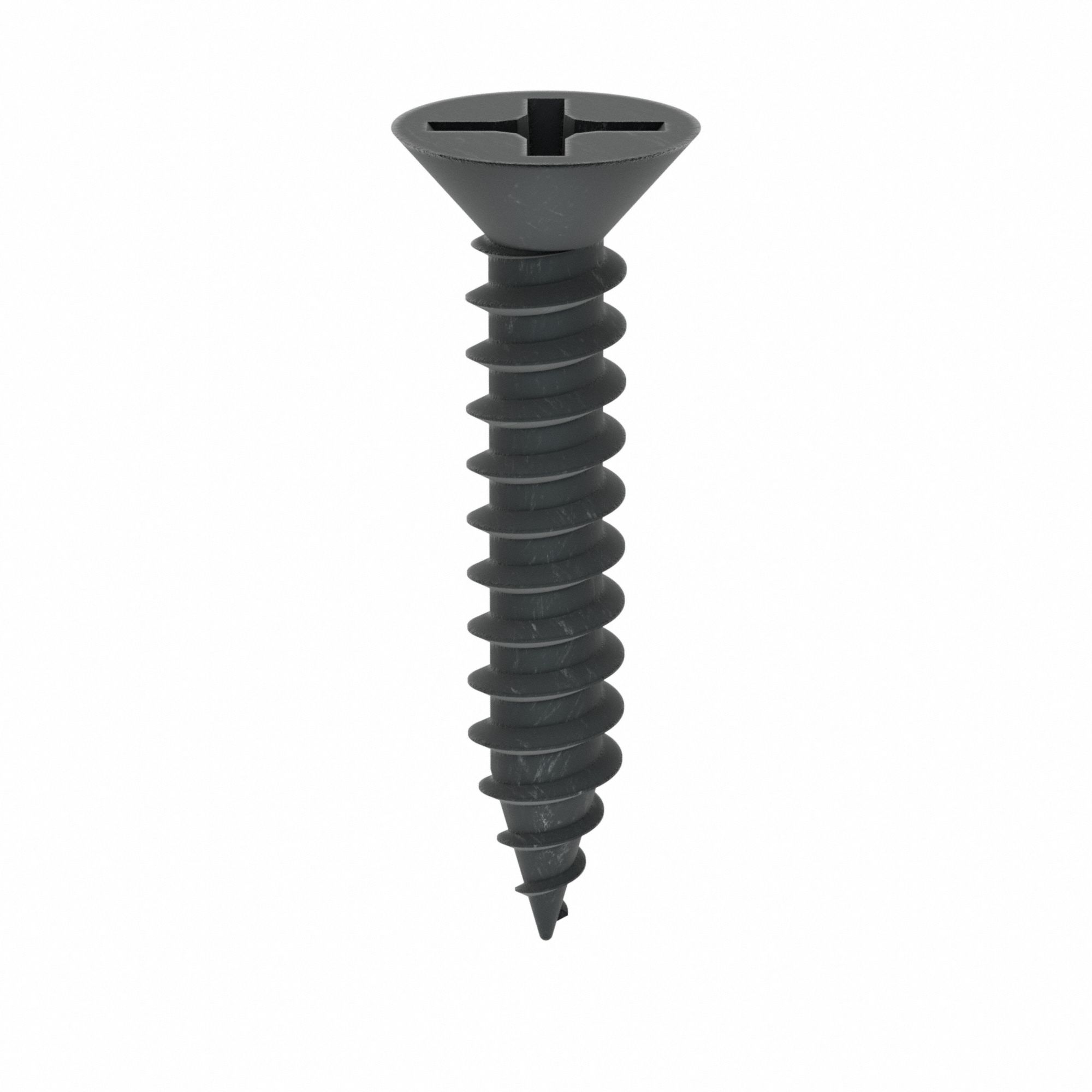 Drywall Screw: #6 Size, 3/4 in Lg, Phosphate, Steel, Flat, Phillips, 500 PK