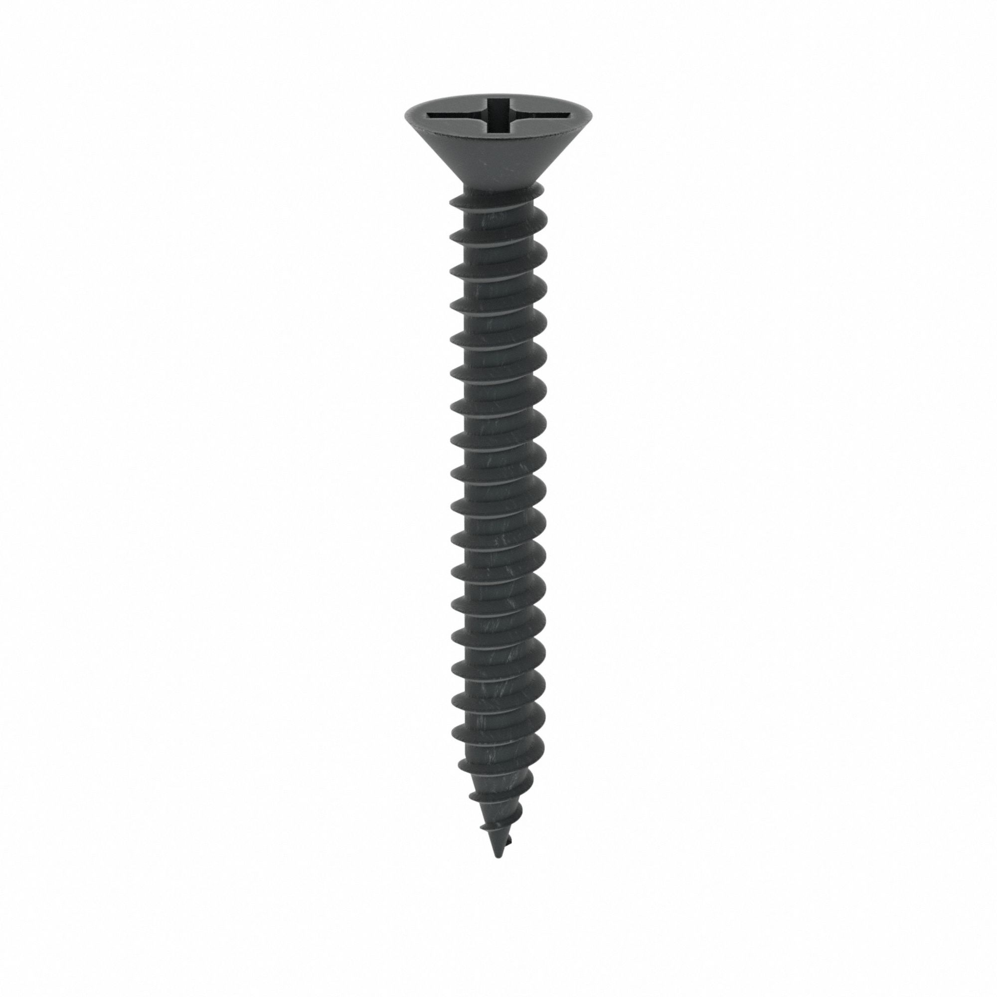 Drywall Screw: #6 Size, 1 1/8 in Lg, Phosphate, Steel, Flat, Phillips, 500 PK