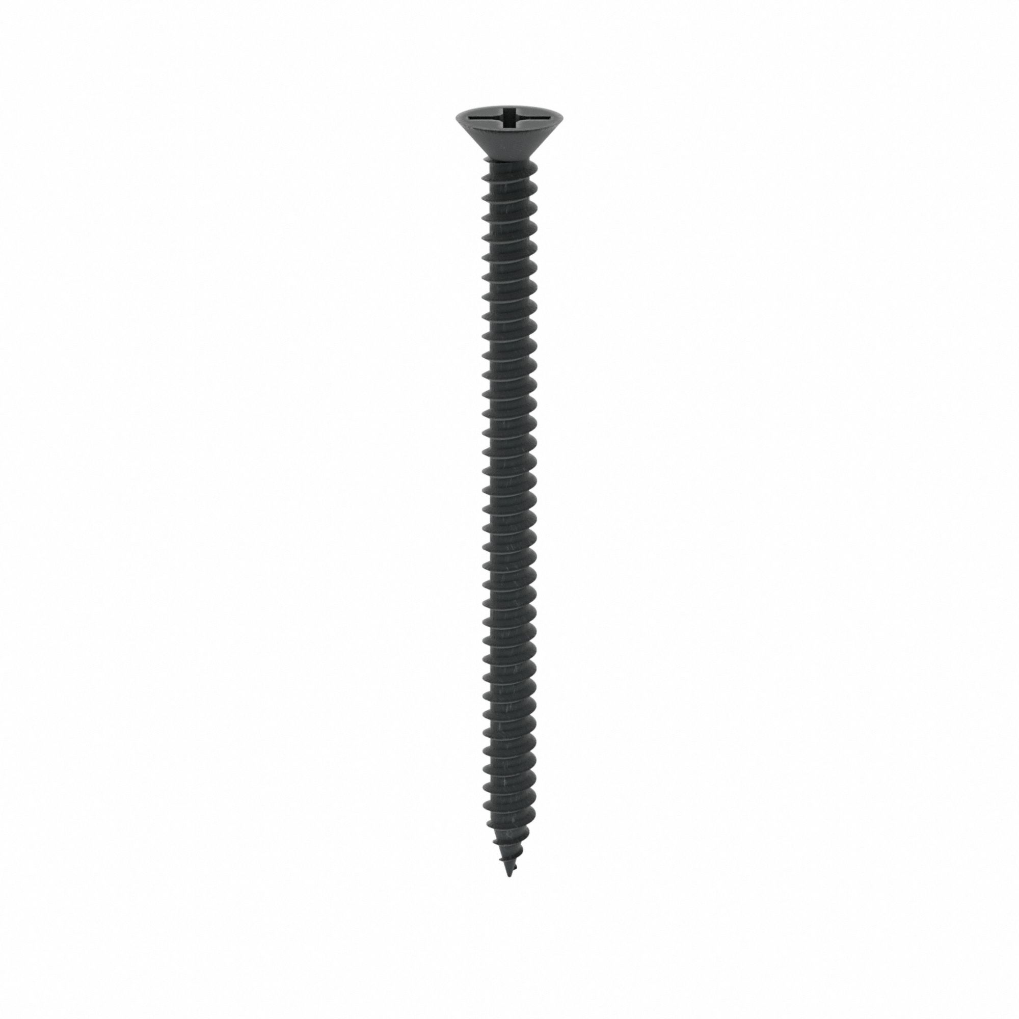 Drywall Screw: #6 Size, 2 in Lg, Phosphate, Steel, Phillips, 200 PK