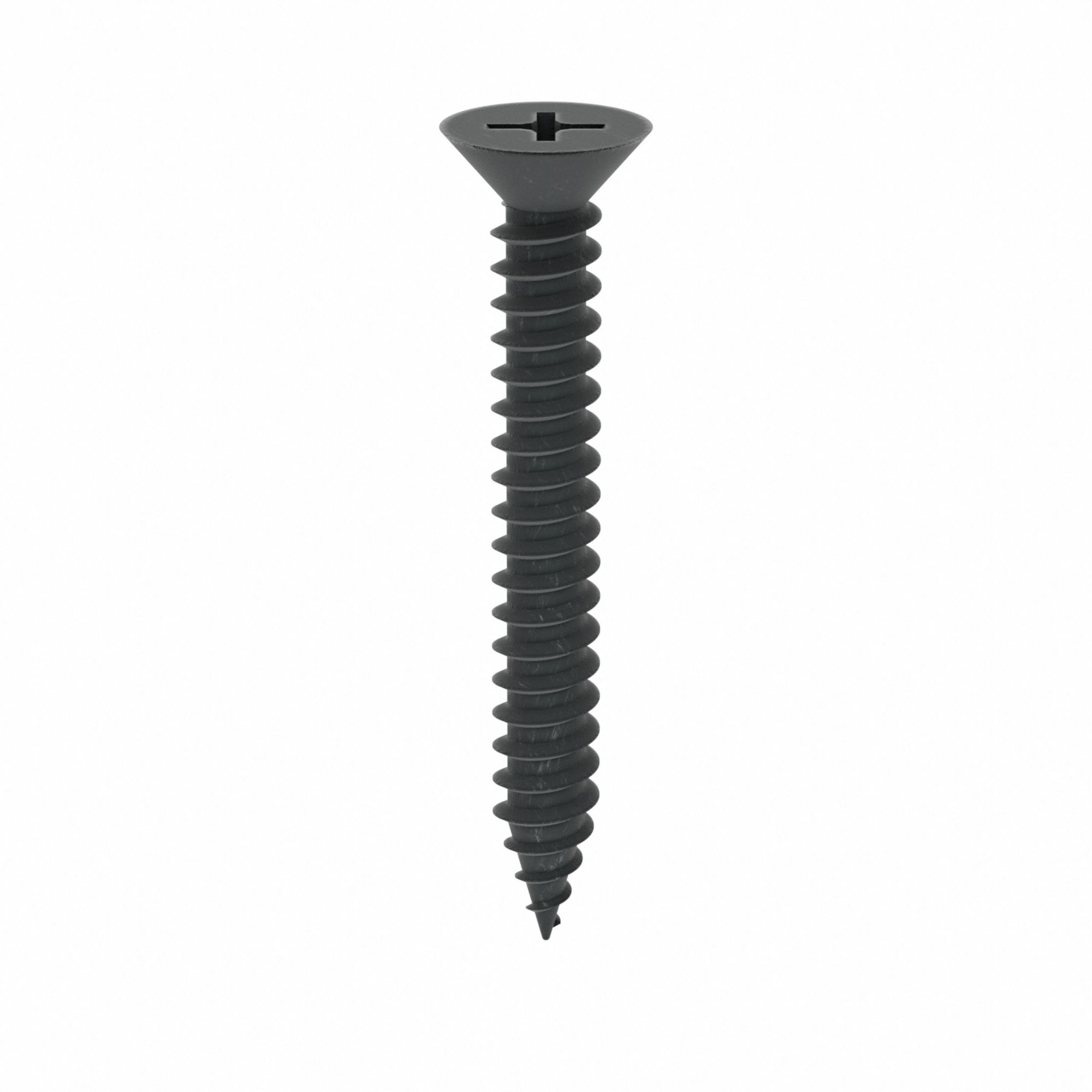 Drywall Screw: #10 Size, 1 1/2 in Lg, Phosphate, Steel, Flat, Phillips, 200 PK