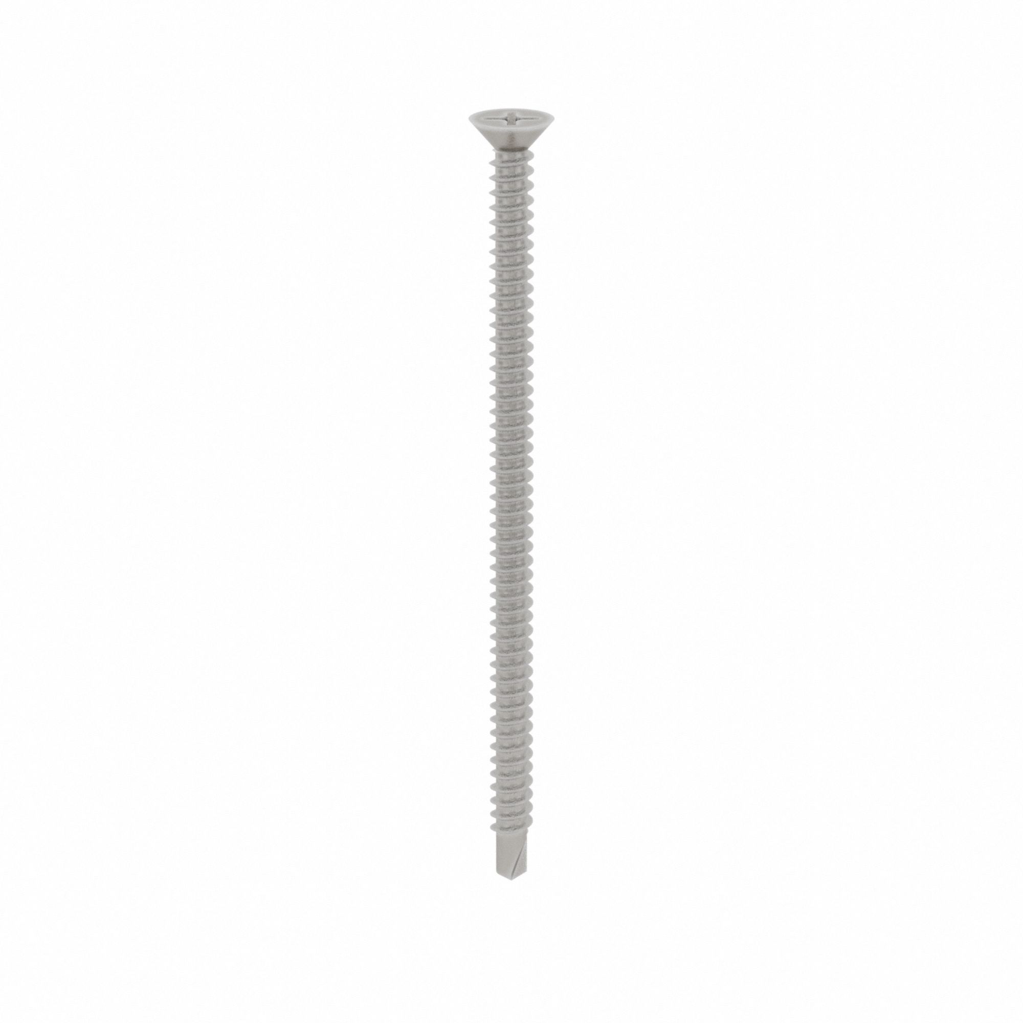 Drywall Screw: #8 Size, 3 in Lg, Phosphate, Steel, Flat, Phillips, 200 PK