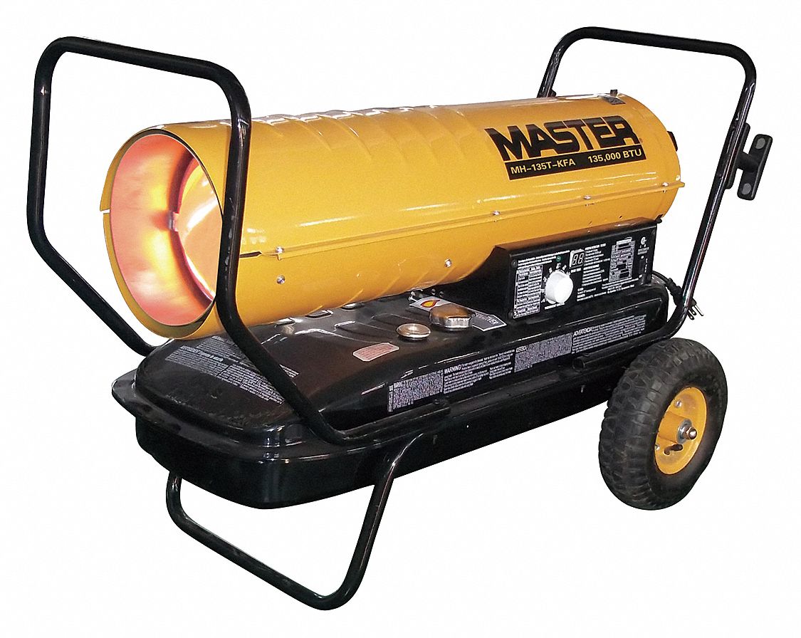 MASTER Kerosene Forced Air Heater, 10.0 gal., 0.95 gph, BtuH Output