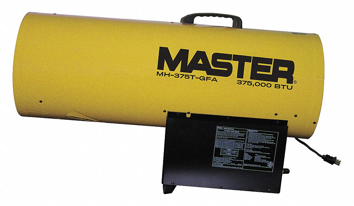 PORTABLE GAS TORPEDO HEATER, 375,000 BTUH HEATING CAPACITY OUTPUT, 9,300 SQ FT HEATING AREA