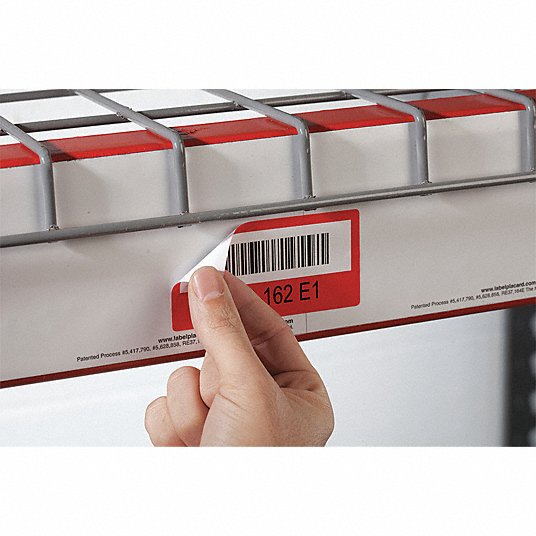 Label Holder: 100 ft x 3 in, Clear/White, Adhered, Self-Adhesive, Film, Glossy
