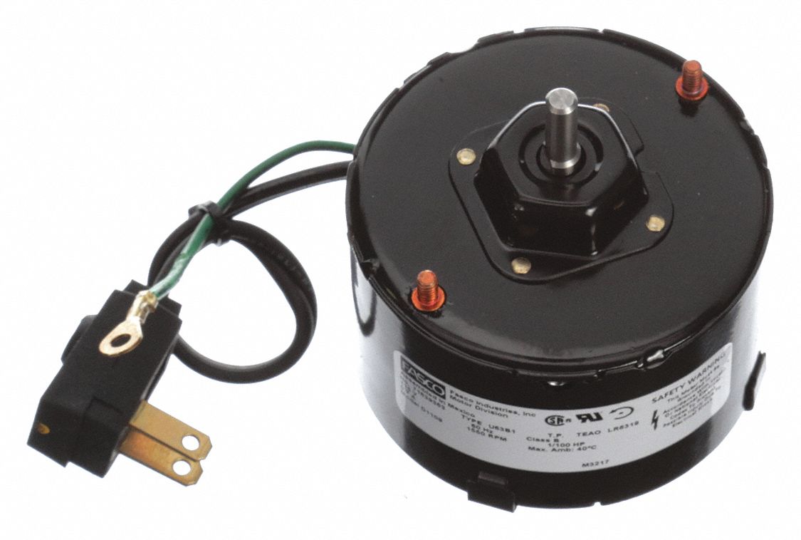 FASCO OEM Replacement Motor, 1/100 HP, Shaded Pole, Nameplate RPM 1,550