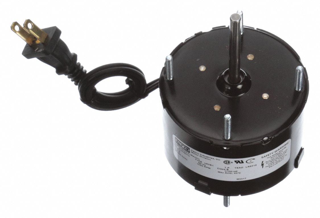 H V AC MOTOR, TOTALLY ENCLOSED AIR-OVER, 1/100 HP, 1,550 NAMEPLATE RPM, 1 SPEED, 115 V AC, CWSE