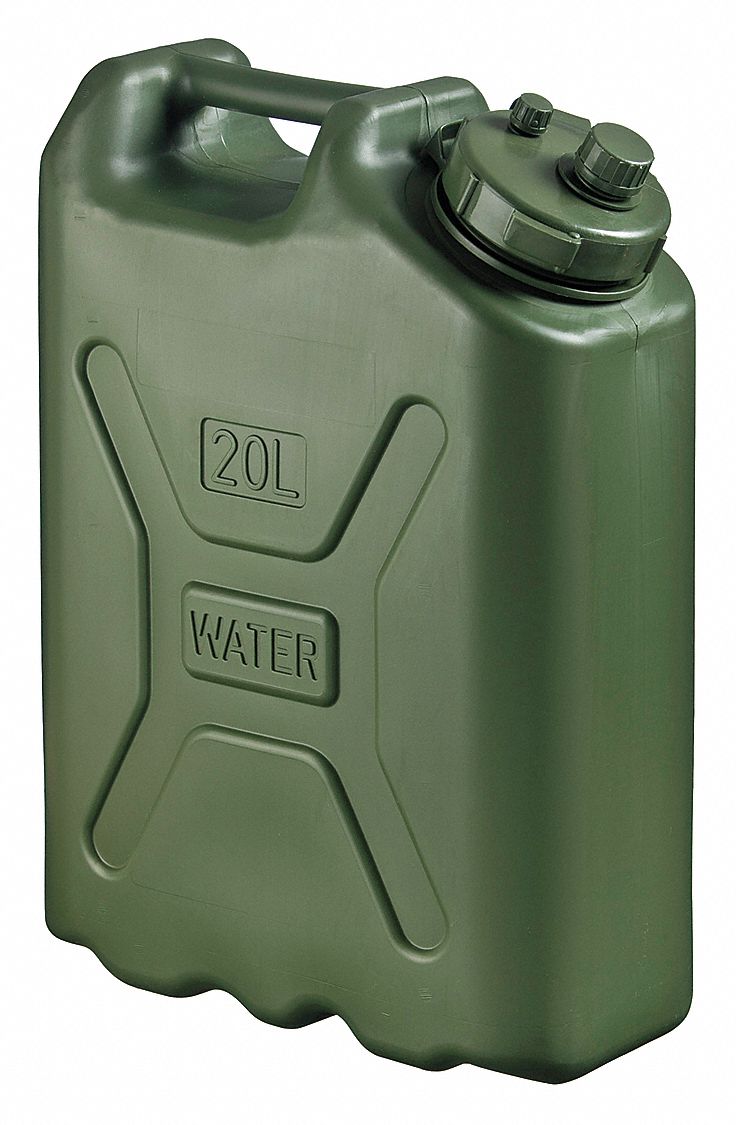 WATER CONTAINER,5 GAL CAP,GREEN,POLY