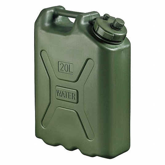 5 gal Water Container, Green High Density Polyethylene, 1 EA