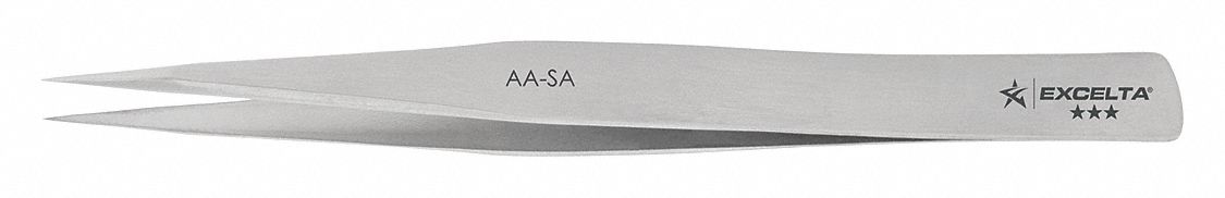 TWEEZERS, STAINLESS STEEL, POINT, STRAIGHT TIP, 0.2 MM TIP THICK