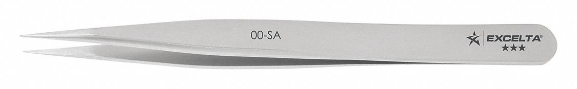 TWEEZERS, STAINLESS STEEL, POINT, STRAIGHT TIP, 0.25 MM TIP THICK