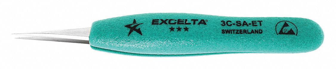 TWEEZERS, STAINLESS STEEL, POINT, STRAIGHT TIP, 0.18 MM TIP THICK