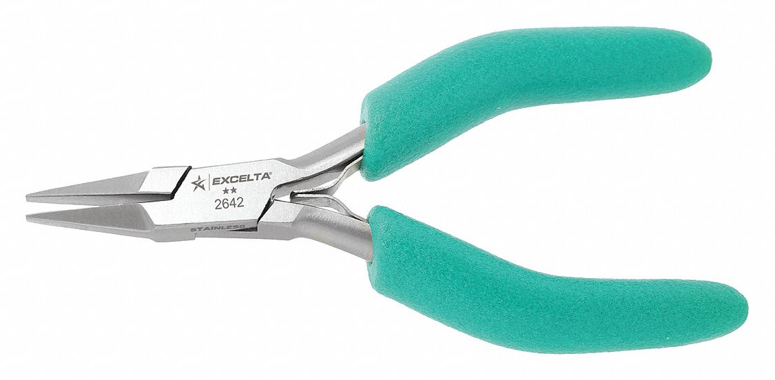 Excelta Flat Nose Pliers Duck bill nose; Smooth jaw; Overall