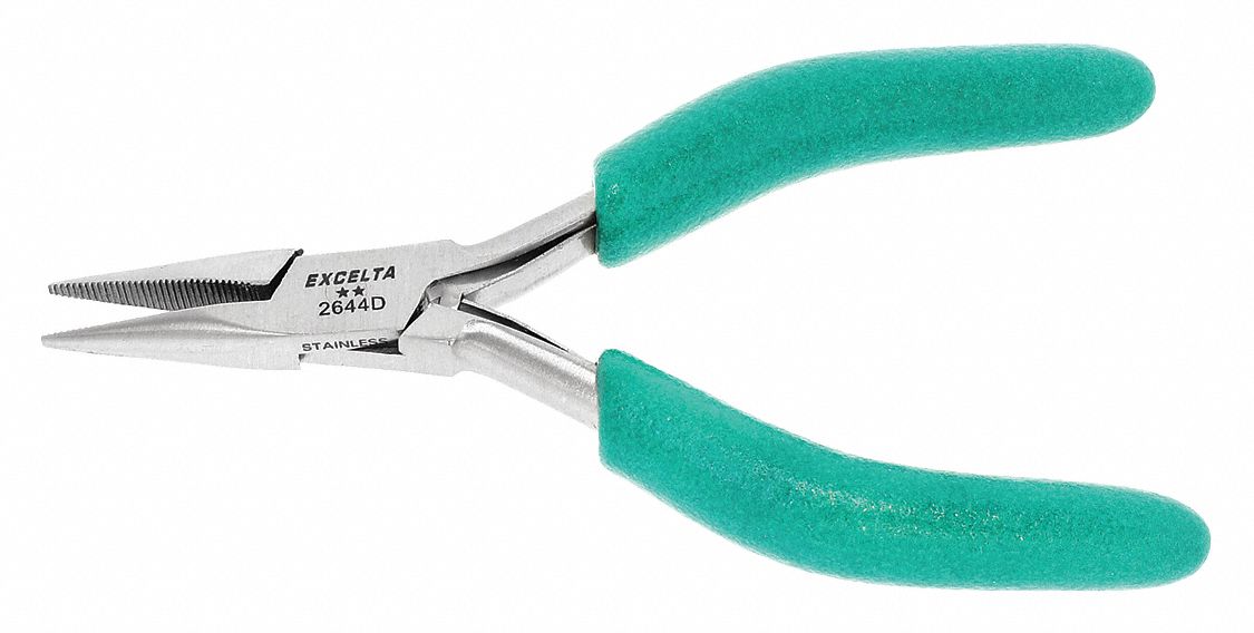 CHAIN NOSE PLIER, ESD-SAFE, ½ IN MAX JAW OPENING, 4¾ IN OVERALL L, ⅞ IN JAW L, SERRATED