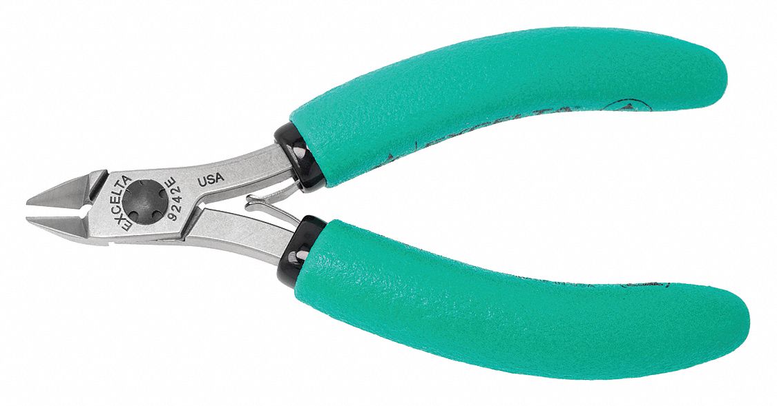 DIAGONAL CUTTING PLIER, FLUSH, STRAIGHT, 3/8 IN JAW L, 3/8 IN JAW W, 4 1/2 IN OVERALL L