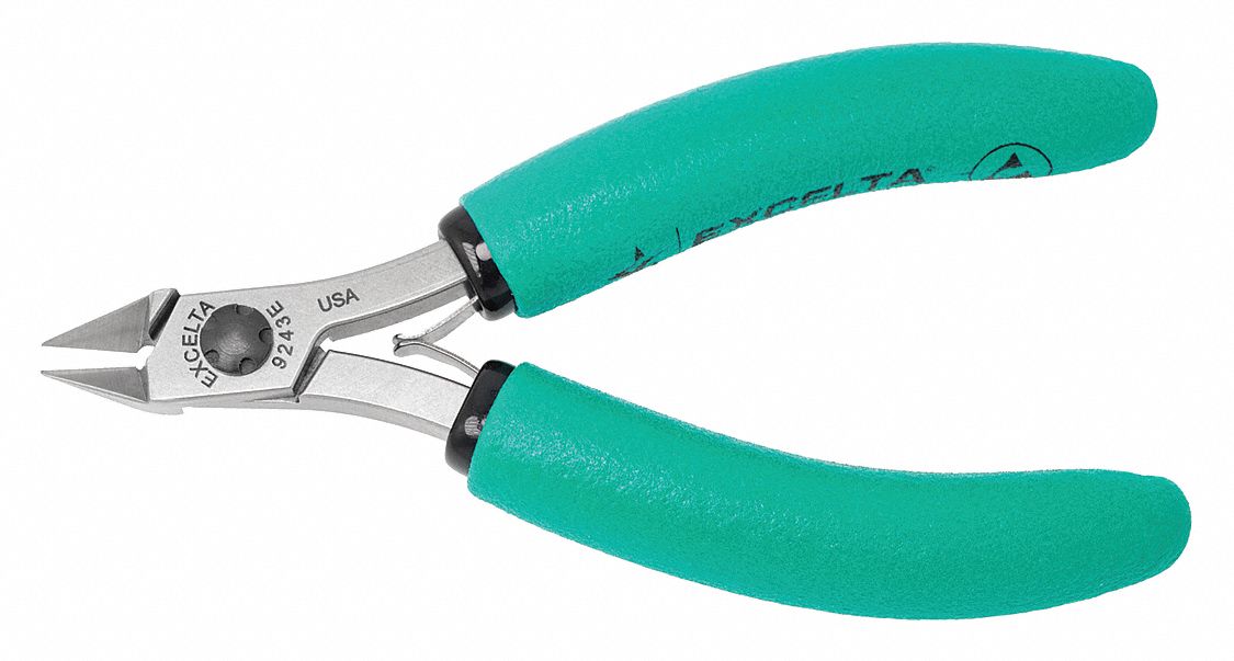 DIAGONAL CUTTING PLIER, SEMIFLUSH, STRAIGHT, ⅜ IN JAW L, ⅜ IN JAW W, 4½ IN OVERALL L