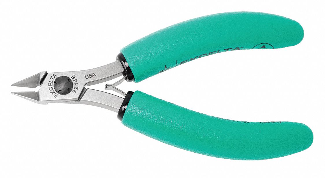 DIAGONAL CUTTING PLIER, FLUSH, STRAIGHT, 3/8 IN JAW L, 3/8 IN JAW W, 4 1/4 IN OVERALL L