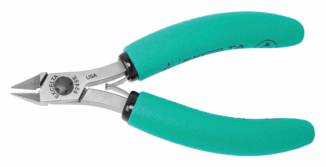 DIAGONAL CUTTING PLIER, FLUSH, STRAIGHT, 3/8 IN JAW L, 3/8 IN JAW W, 4 1/2 IN OVERALL L