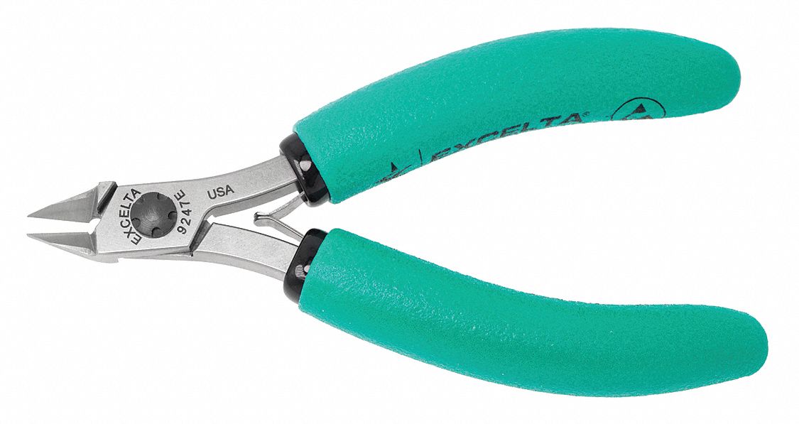 DIAGONAL CUTTING PLIER, FLUSH, ANGLED, 3/8 IN JAW L, 3/8 IN JAW W, 4 1/2 IN OVERALL L