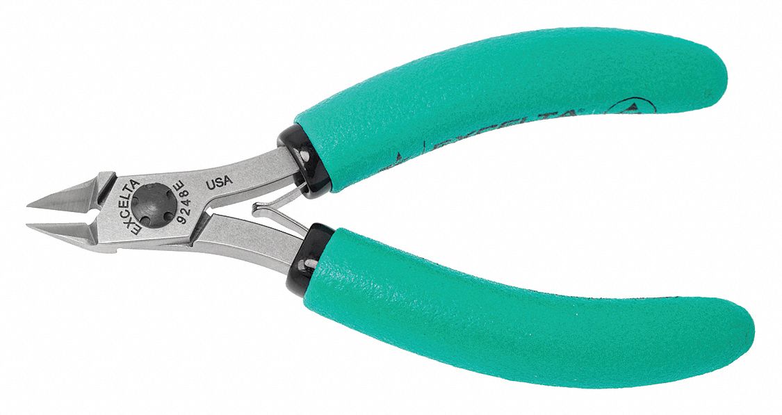 DIAGONAL CUTTING PLIER, FLUSH, ANGLED, 3/8 IN JAW L, 3/8 IN JAW W, 4 1/2 IN OVERALL L