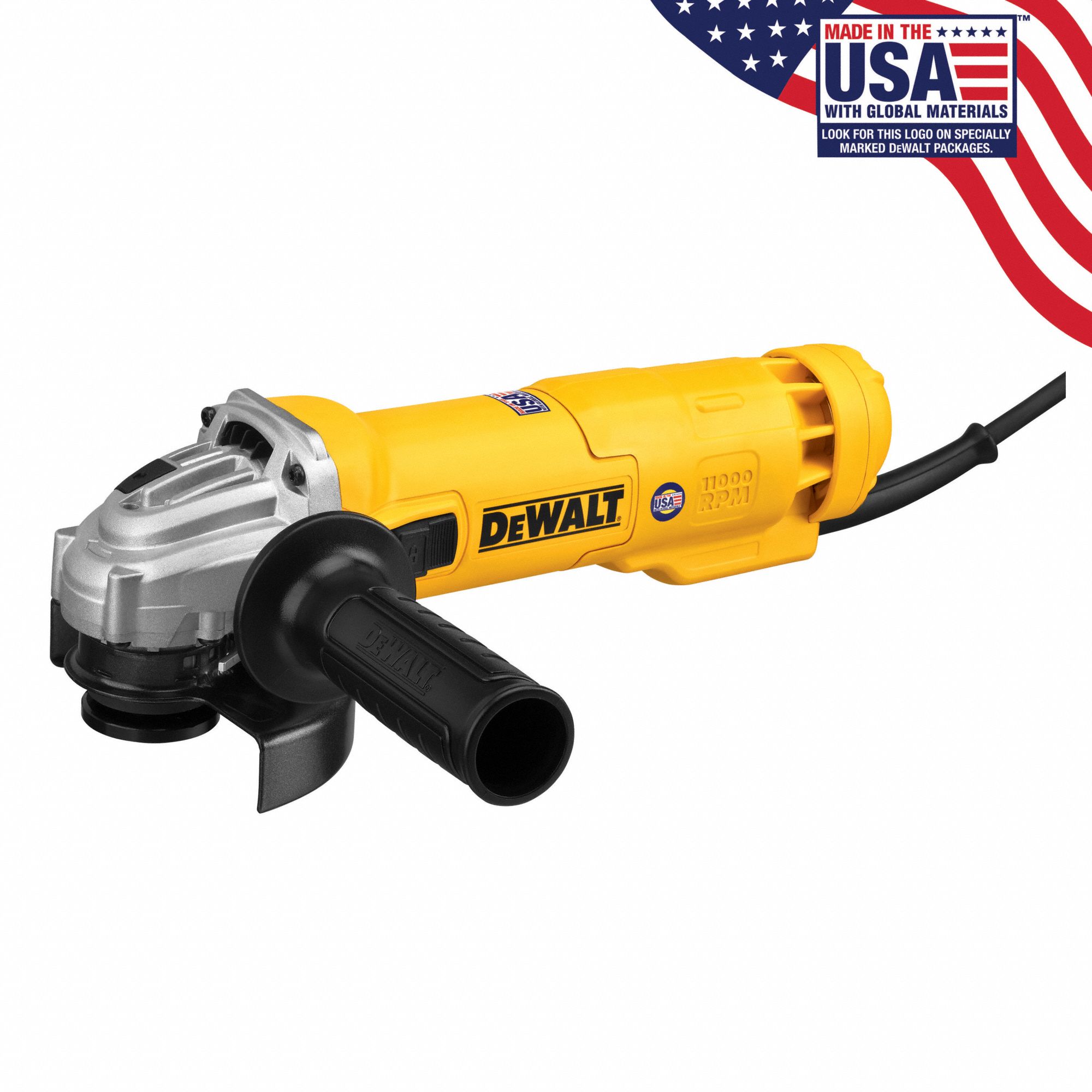 DEWALT Angle Grinder, 4 1/2 in Wheel Dia., 11 Amps, 120V AC, 11,000 RPM