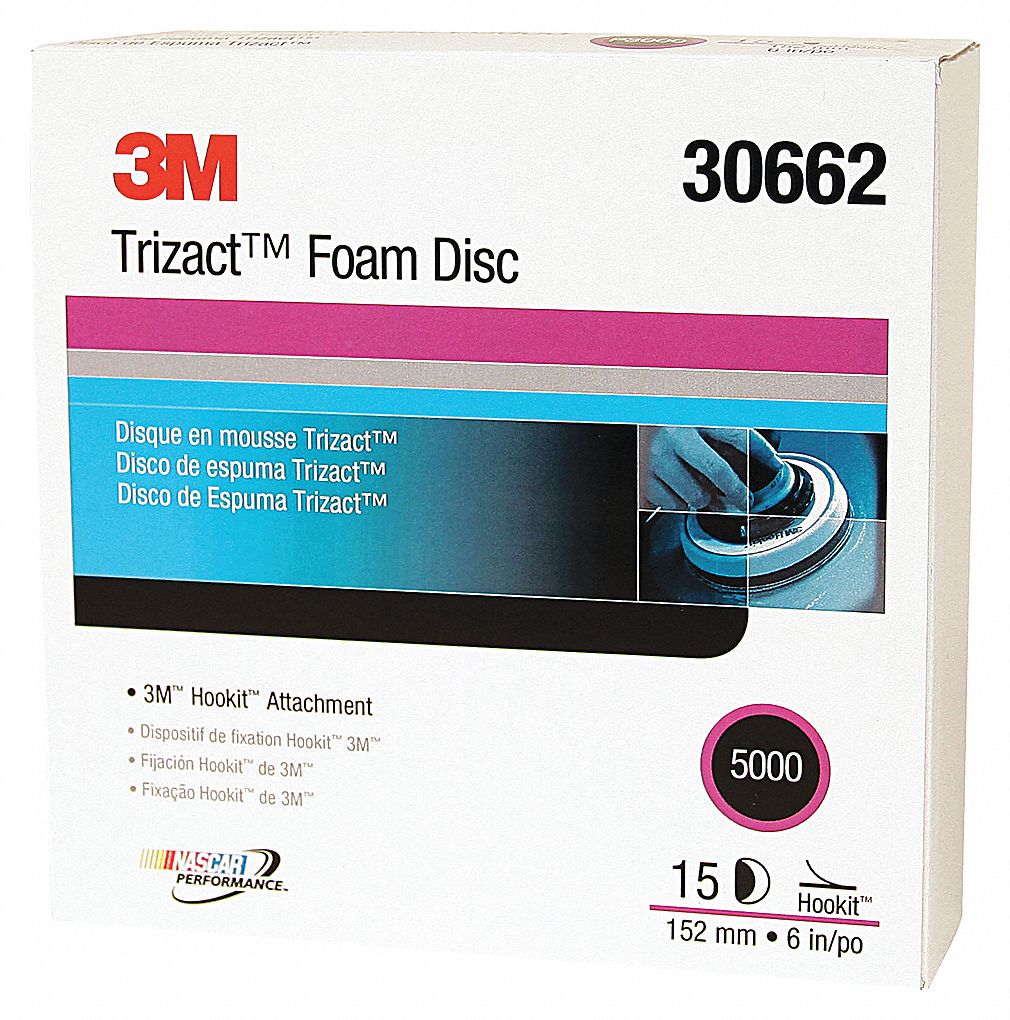 SANDING DISC, SERIES TRIZACT 443SA HOOKIT, HOOK ATTACH, NON-VAC, ABR, BLUE, CERAMIC, BX15