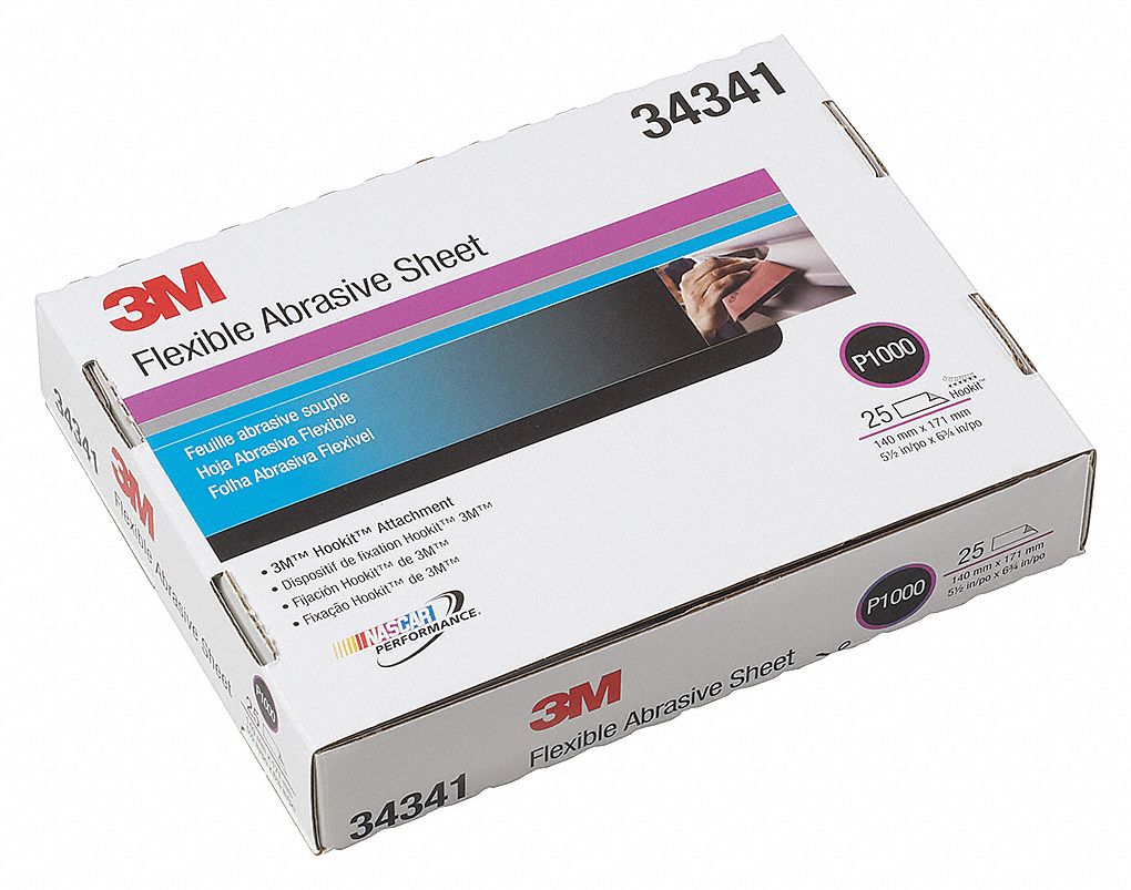 SANDING SHEET, HOOKIT, 1000 GRIT, ABR GRAIN, WET/DRY, BROWN, 6 3/4 X 5 1/2 IN, AL OX, FILM