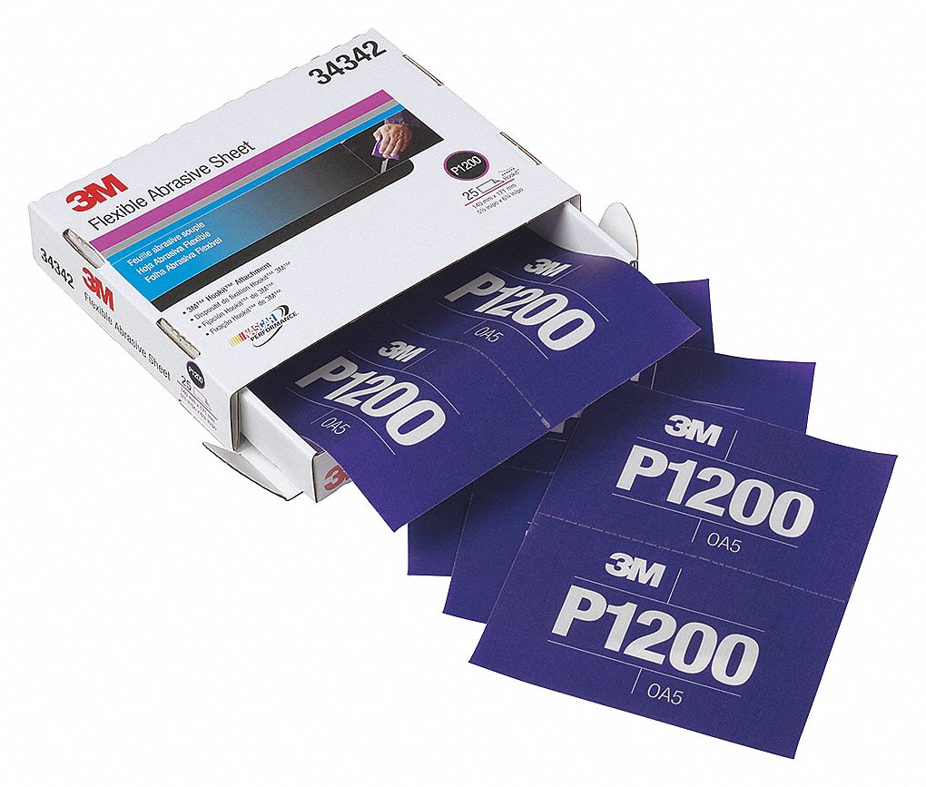 SANDING SHEET, HOOKIT, 1200 GRIT, ABR GRAIN, WET/DRY, PURPLE, 6 3/4 X 5 1/2 IN, AL OX, FILM