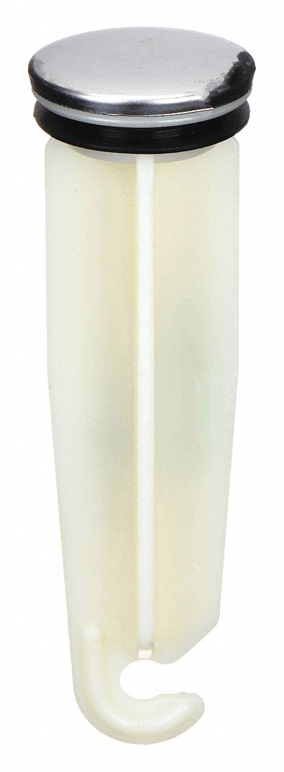 Drain Stopper: 1 1/4 in Overall Dia, Plastic, Chrome, Silver, Pop Up, Sink