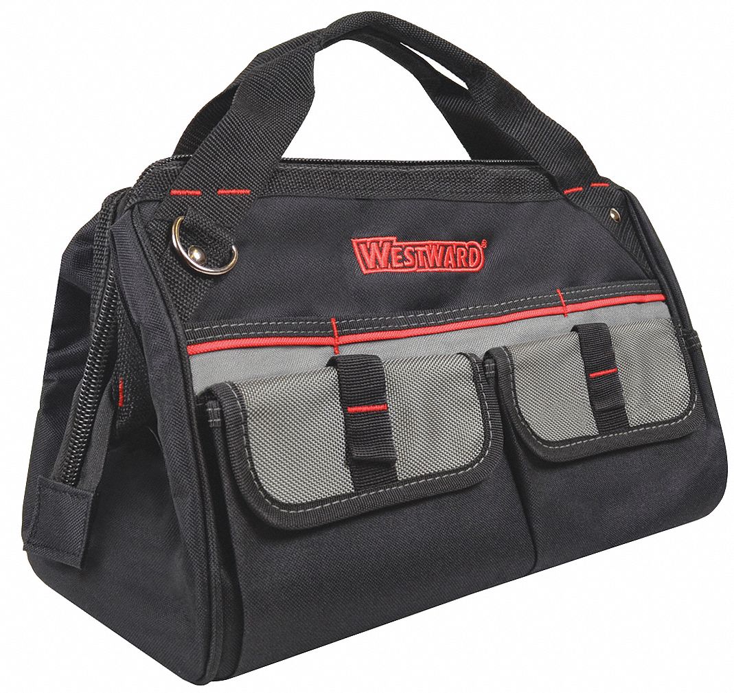 Tool Bag: Polyester, 21 Pockets, 14 in Overall Wd, 7 1/2 in Overall Dp, 9  1/4 in Overall Ht
