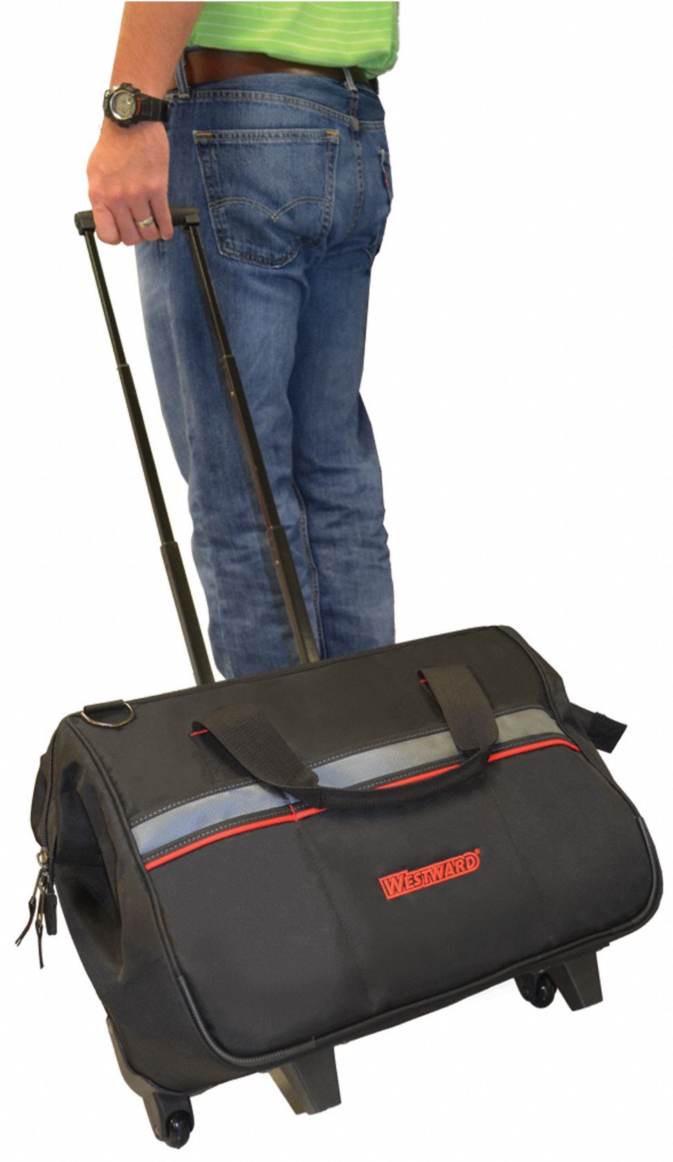 WESTWARD Rolling Tool Bag Black, 6 Outside Pockets, 15 Inside Pockets