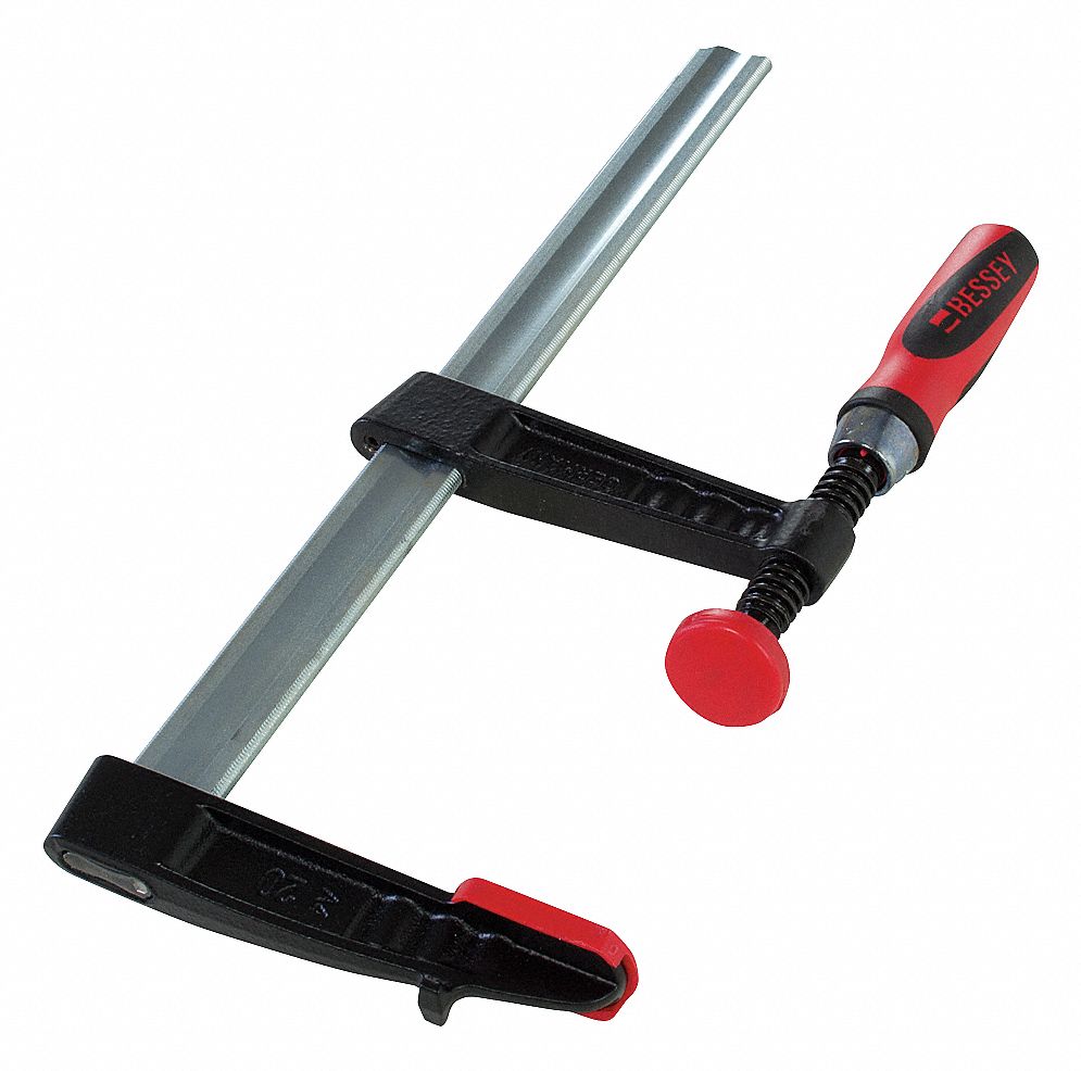 Bar Clamp: Light Duty, Screwdriver Handle, 8 in Jaw Opening - Max, 880 lb Clamping Force