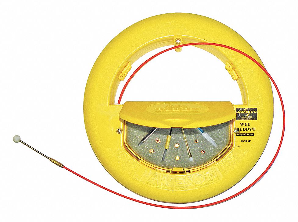 JAMESON 150 ft Fish Tape, Fiberglass, 1/8" Tape Size, Round Tape