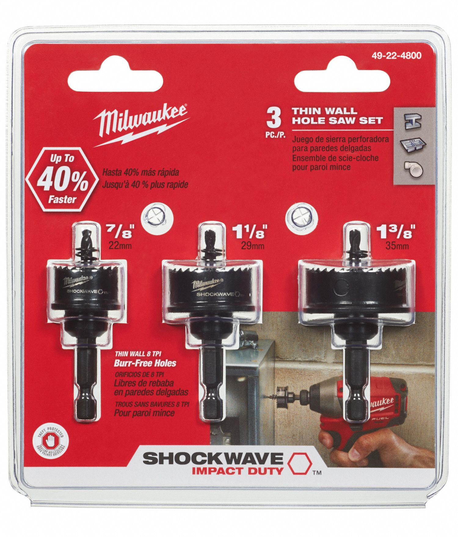 MILWAUKEE Hole Saw Kit, Primary Material Application Metal, High Speed