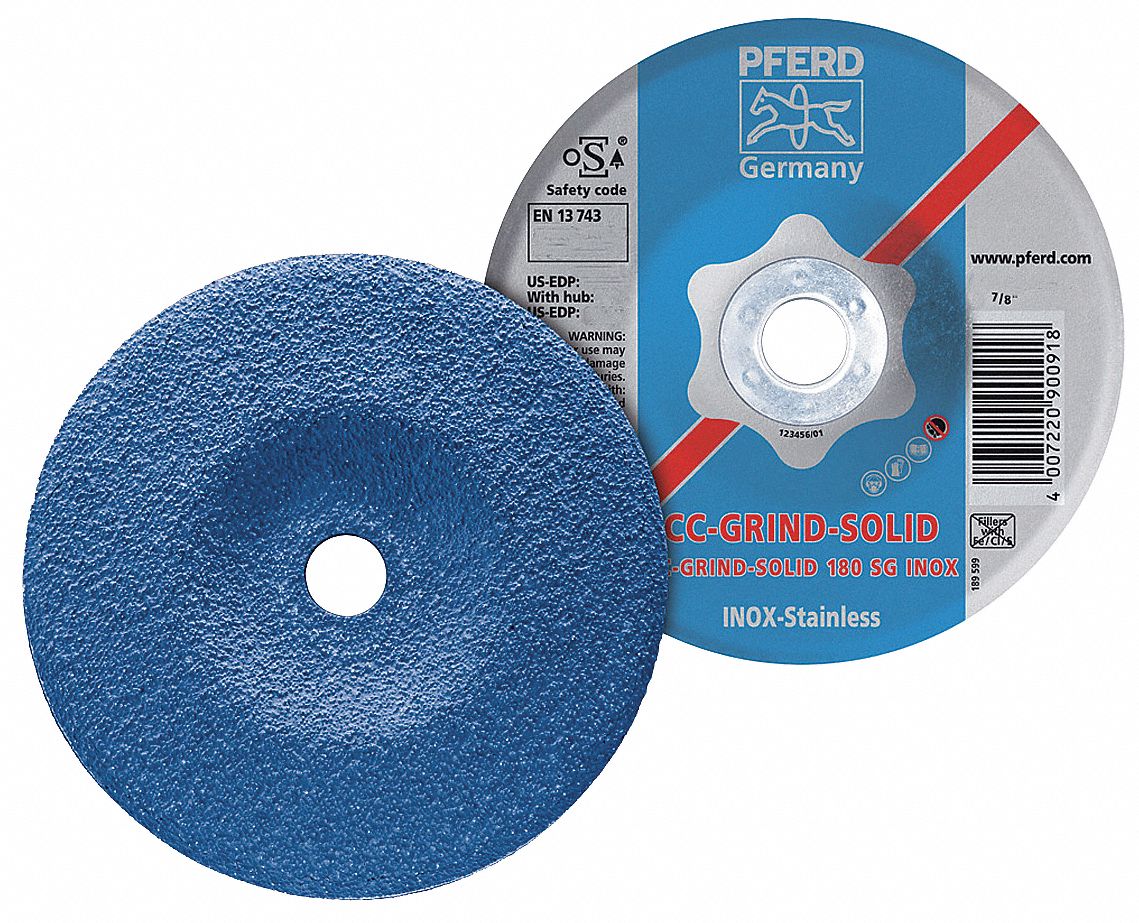 PFERD 63239 Depressed Centre Cut-Off Wheel Type 27 Aluminum Oxide A 12200 Max RPM 5/8-11 Thread 5 Diameter x 3/32 Thickness Pack of 10 