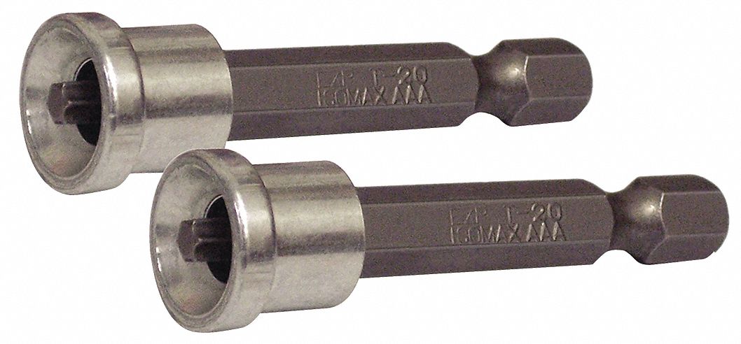 Power Bit: Power Bit, T20 Bit Size, Imperial, Torx® Head, Std, 2 in Overall Lg, 2 PK
