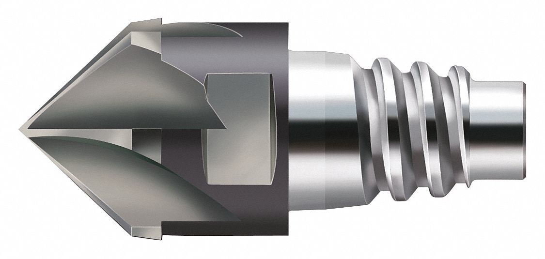 Chamfer End Mill Head: 1/2 in Cutter Dia., 0.1910 in Dp of Cut, 6 Flutes, Carbide